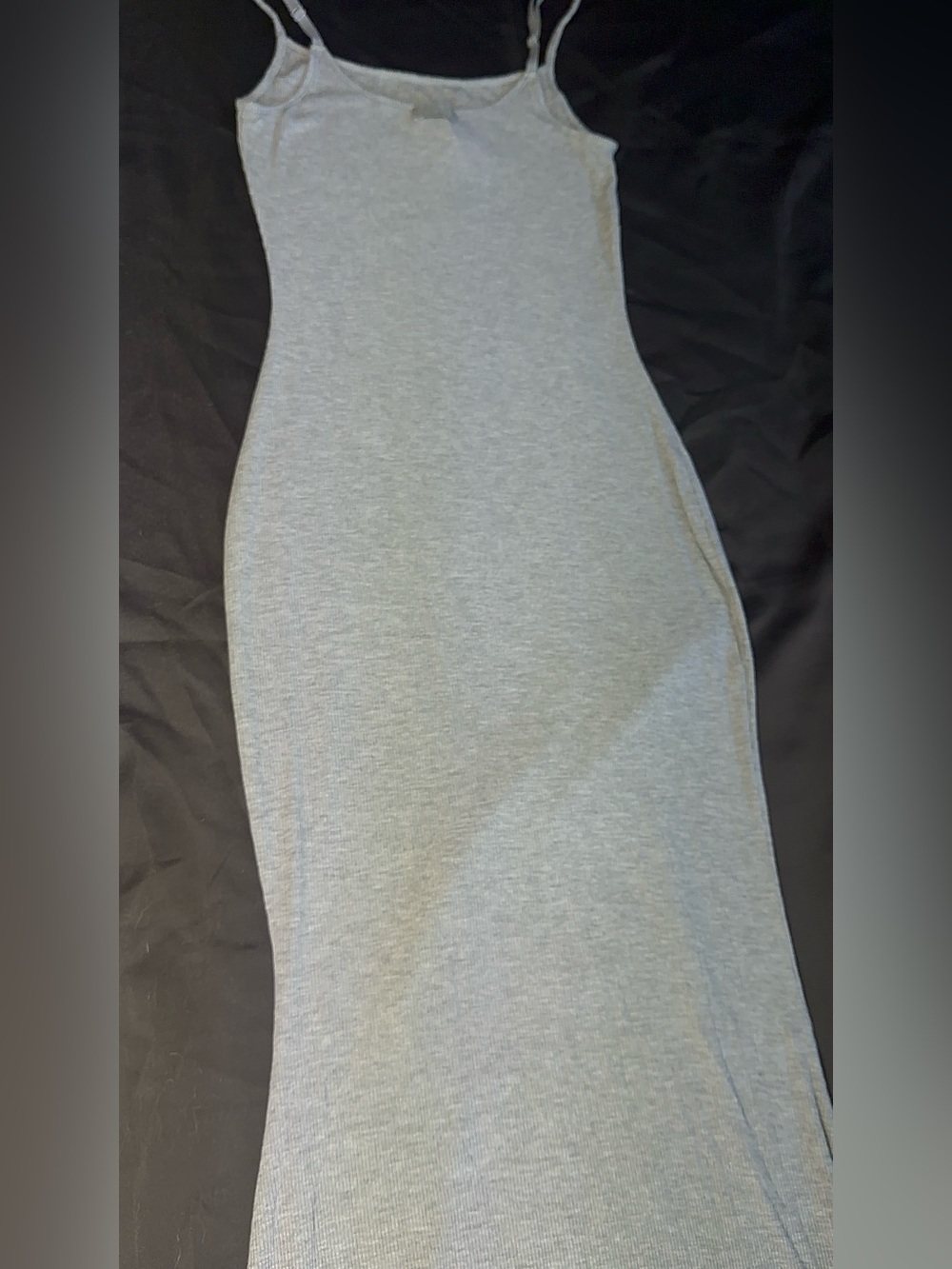 SKIMS Soft Lounge Long Slip Dress Heather Gray Ribbed Maxi Size L - Picture 12 of 13
